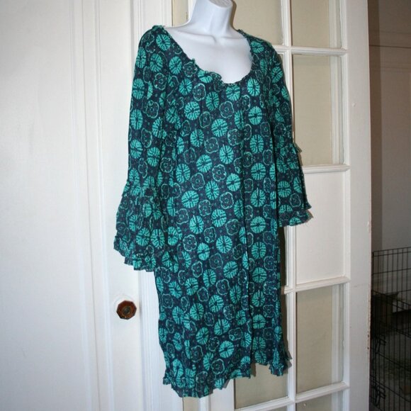One Season Floral Popover Dress Big Bell Sleeves Large - Picture 4 of 6
